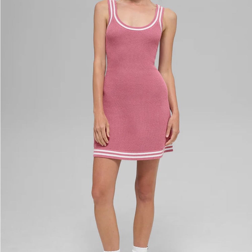 Alo Women's Tennis Club Sweater Knit Dress Wild Rose Size M